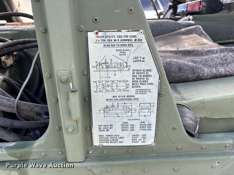 image for item FG0561 1991 AM General M998  HMMWV SUV