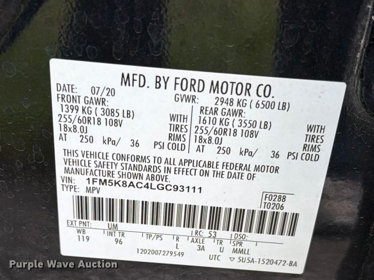image for item FH6295 2020 Ford Explorer Police Interceptor  SUV