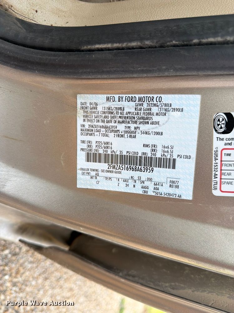 image for item FK3299 2006 Ford Freestar van