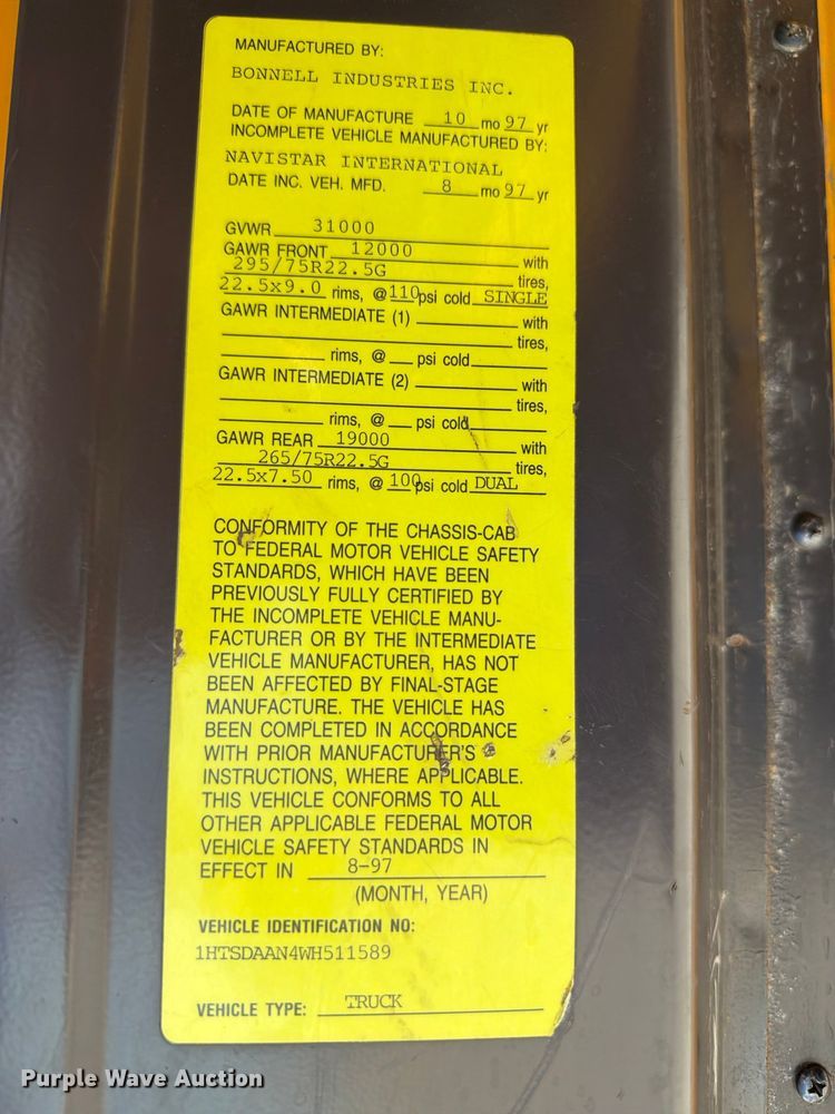 image for item FK4116 1998 International 4900 dump truck