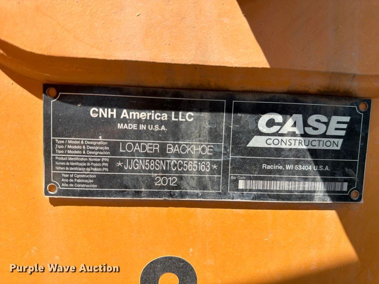 image for item FK4565 2012 Case 580 Super N backhoe