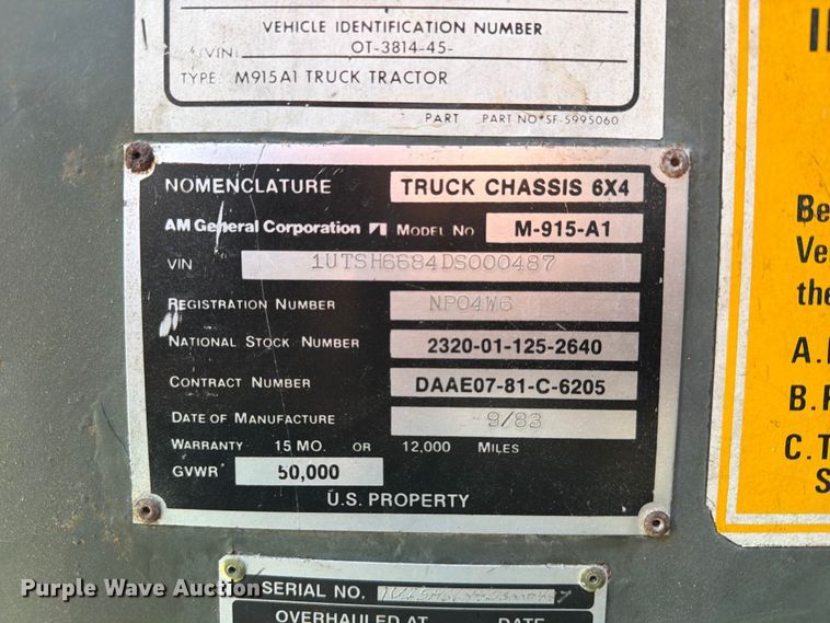 image for item FN2549 1983 AM General M915-A1 water truck