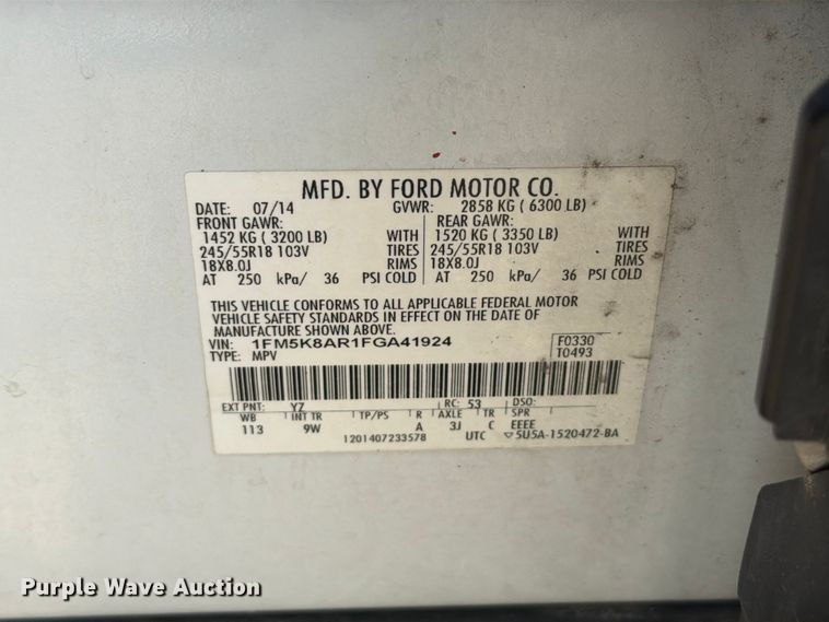 image for item FT6112 2015 Ford Explorer Police SUV