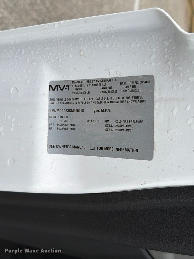 image for item FT6137 2016 Am General MV-1 SUV