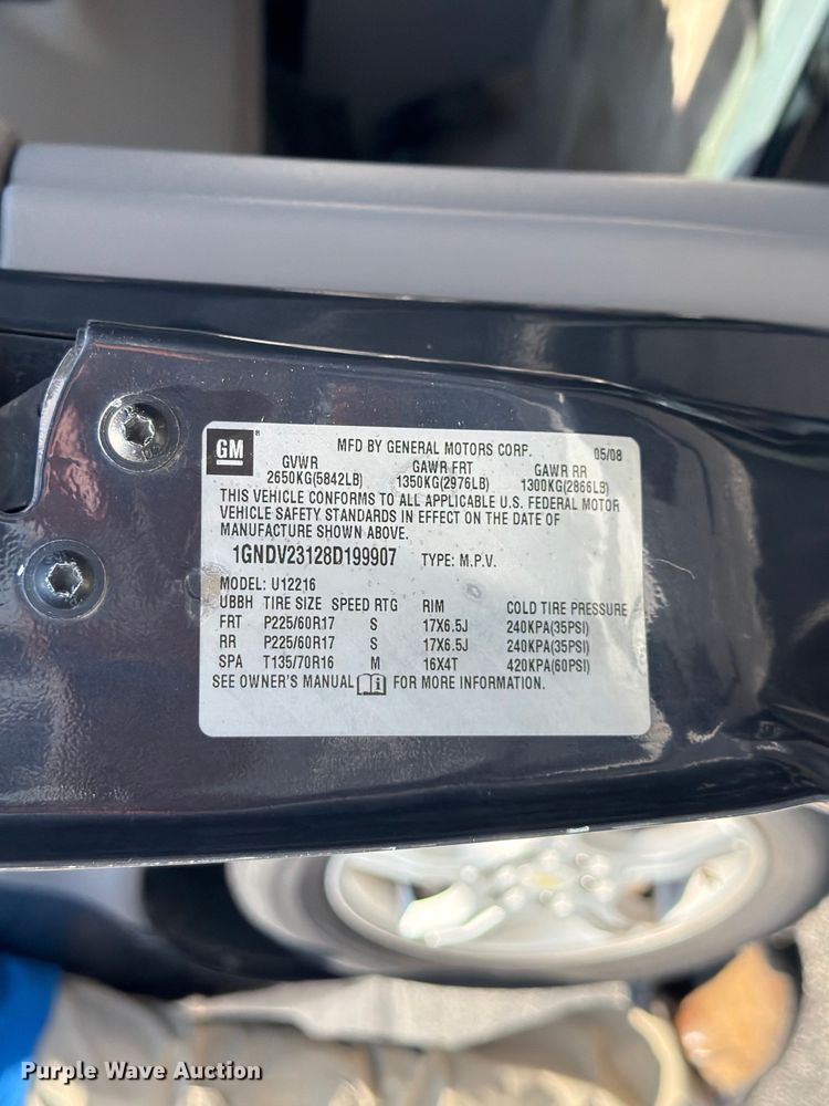 image for item FU4502 2008 Chevrolet Uplander van