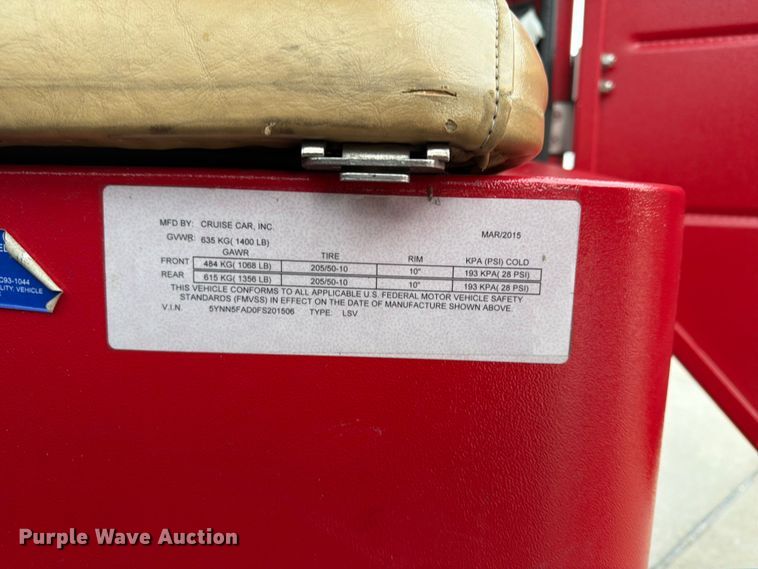 image for item FU4505 2015 Cruise Car Inc. LSV golf cart