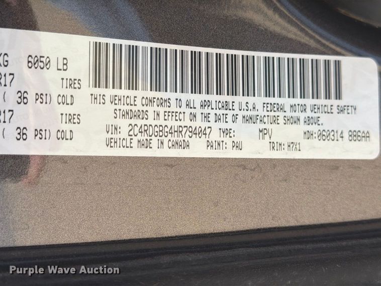 image for item MZ9757 2017 Dodge Grand Caravan van