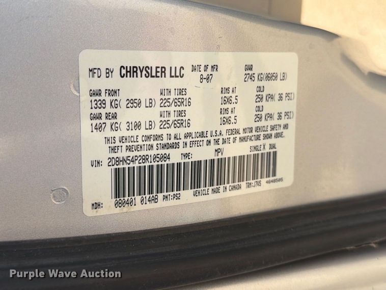 image for item MZ9758 2008 Dodge Grand Caravan van