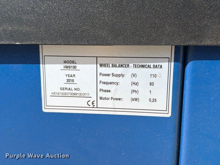 image for item MZ9763 2016 Hauvrex HW9100 wheel balancer