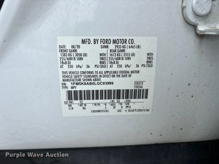 image for item NM9903 2020 Ford Explorer Police Interceptor SUV