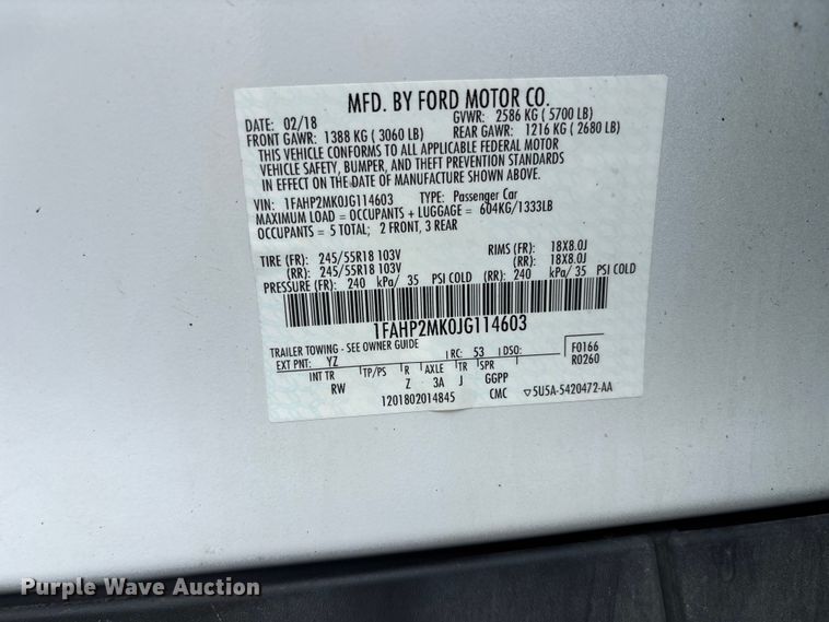 image for item NM9905 2018 Ford Taurus Police Interceptor 