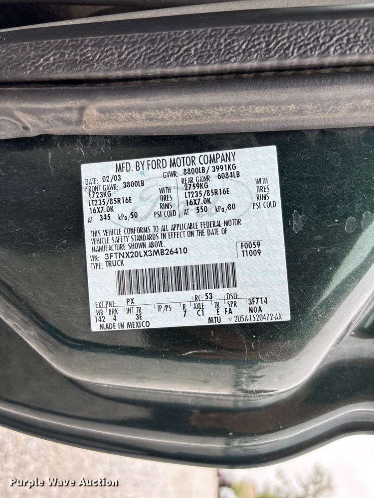 image for item NM9908 2003 Ford F250 Super Duty Ext. Cab pickup truck