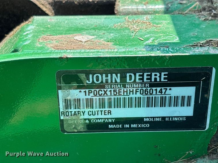 image for item ER3213 2017 John Deere CX15 batwing rotary mower
