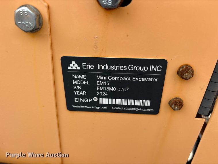 image for item ET0157 2024 Erie EM15 mini excavator