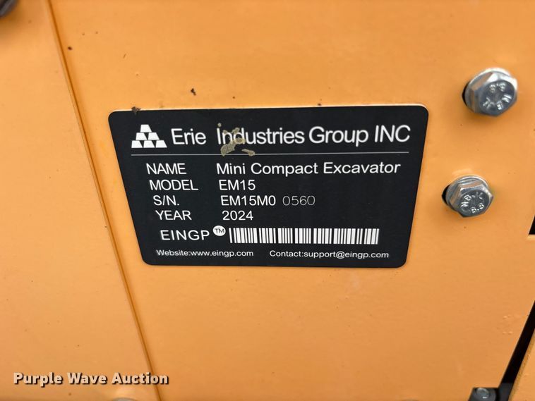 image for item ET0158 2024 Erie EM15 mini excavator