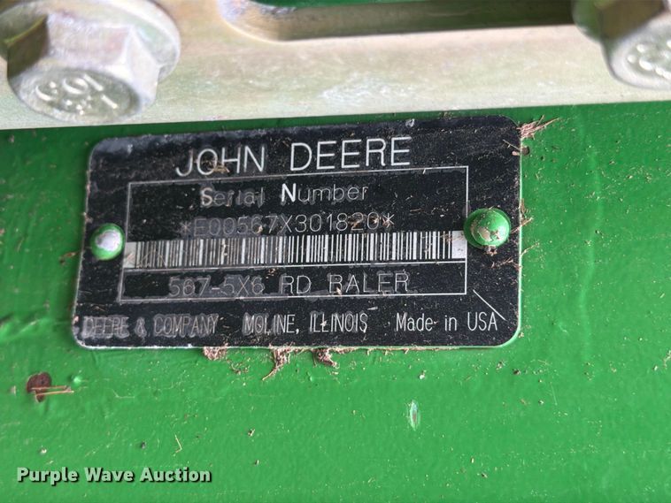 image for item FB5872 John Deere 567 Megawide round baler