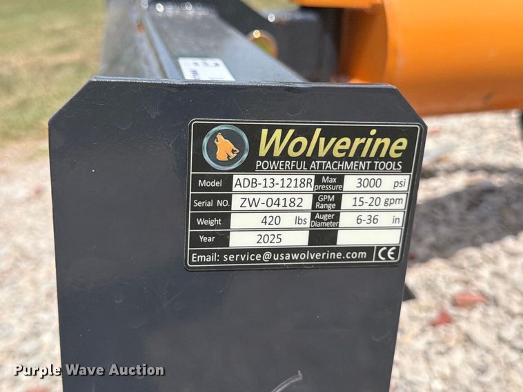 image for item MZ9925 2025 Wolverine ADB-13-1218R skid steer auger