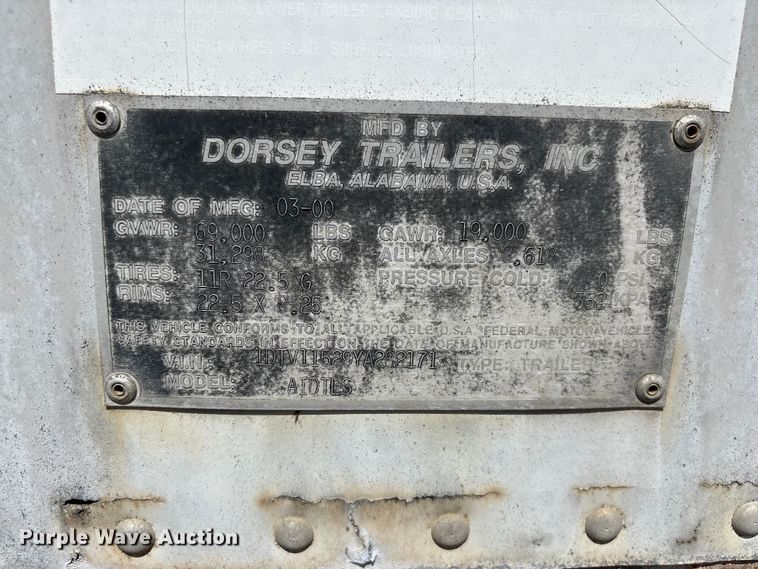 image for item EF1313 2000 Dorsey Trailers dry van trailer