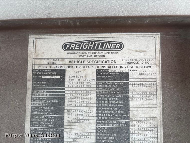 image for item FC1742 1983 Freightliner FLT Semi truck