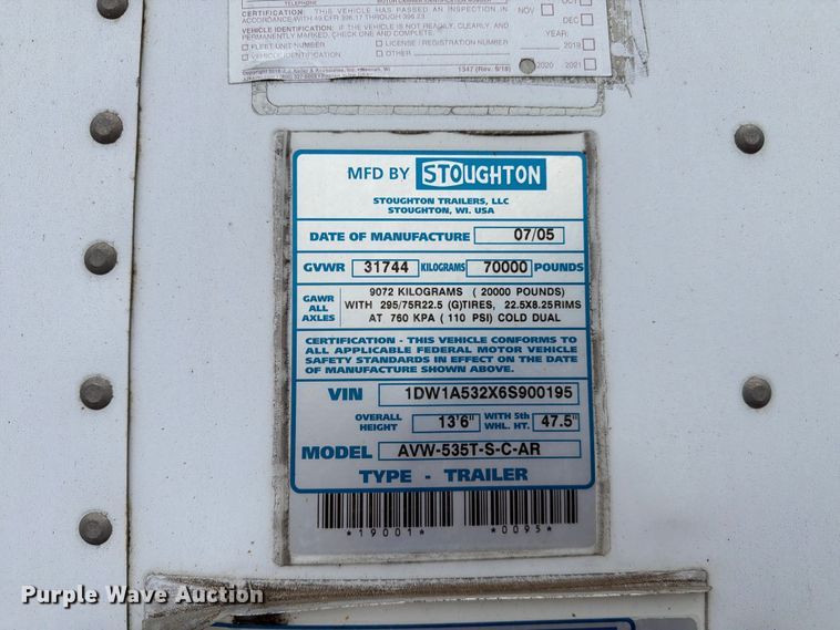 image for item FC3203 2006 Stoughton Trailers dry van trailer