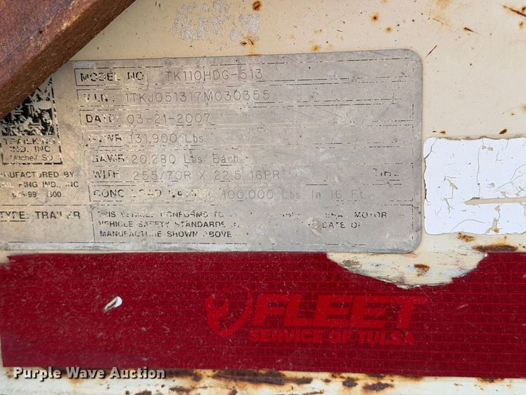 image for item FI0326 2007 Trail King lowboy equipment trailer