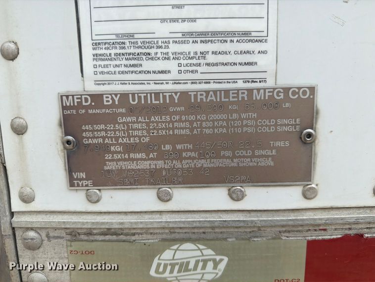 image for item FK3551 2013 Utility Trailer Manufacturer 3000R refrigerated van trailer