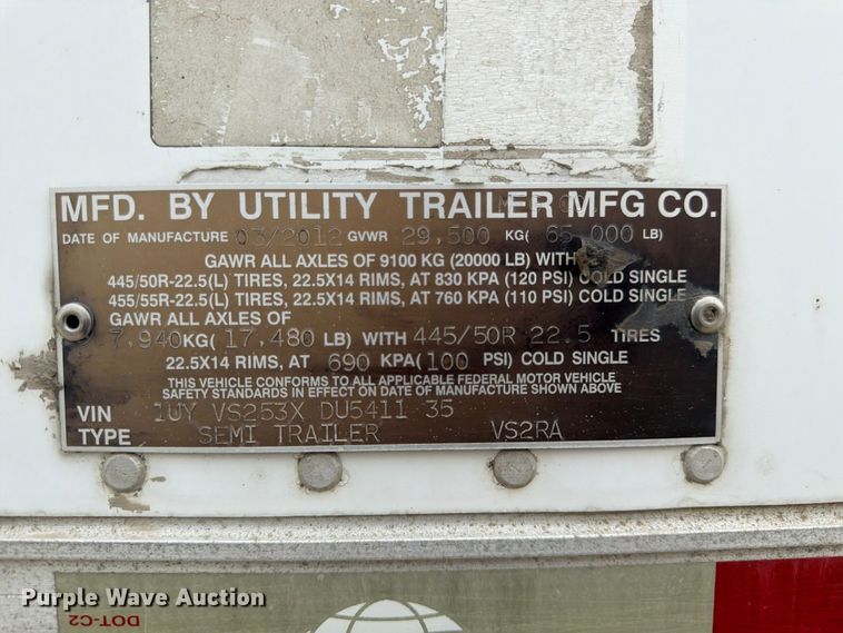 image for item FK3552 2013 Utility Trailer Manufacturer 3000R refrigerated van trailer