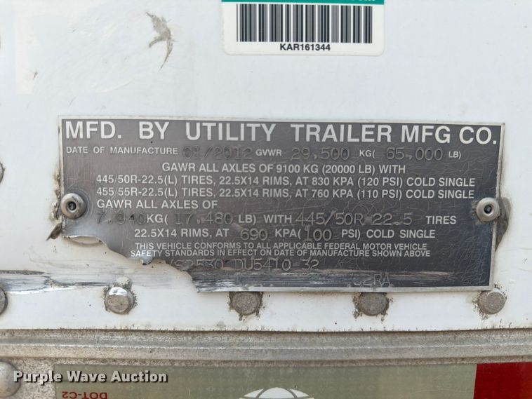 image for item FK3557 2013 Utility Trailer Manufacturer 3000R refrigerated van trailer