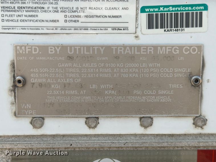 image for item FK3558 2013 Utility Trailer Manufacturer 3000R refrigerated van trailer