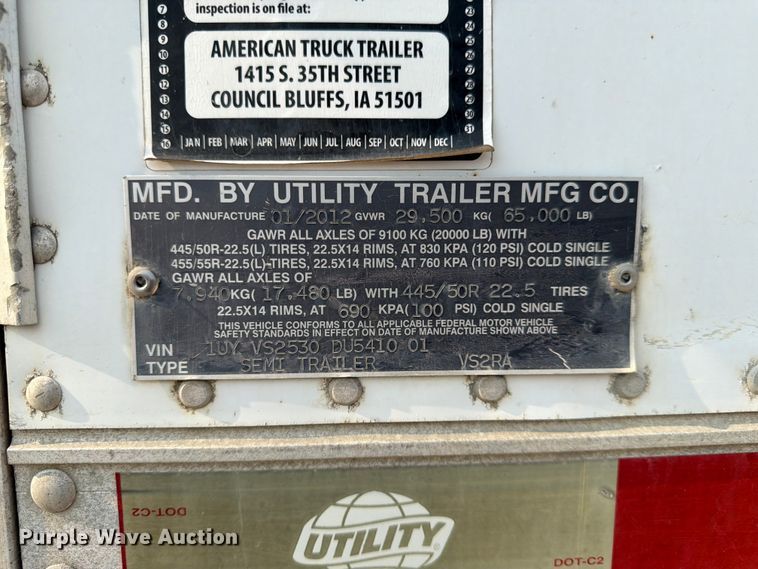 image for item FK3560 2013 Utility Trailer MFG 3000R refrigerated van trailer