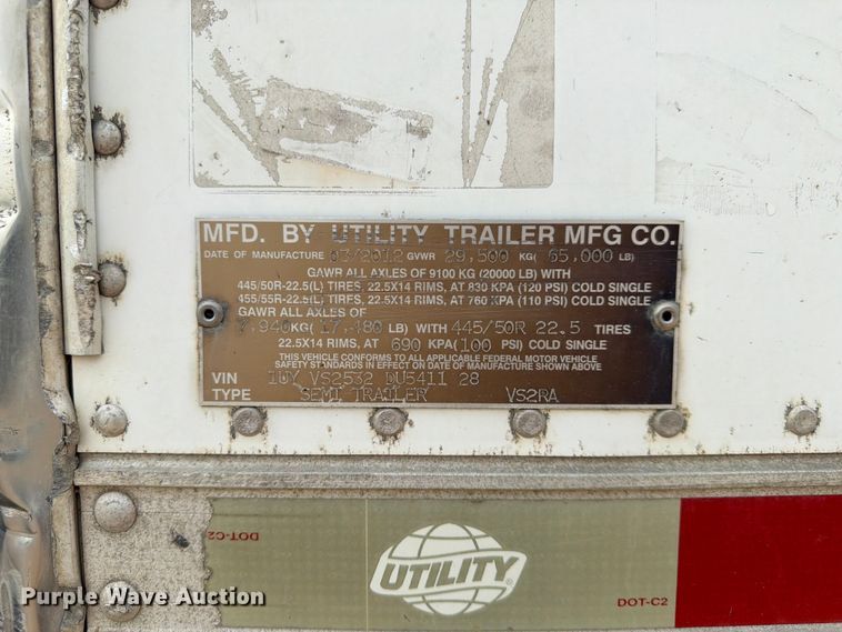 image for item FK3561 2013 Utility Trailer Manufacturer 3000R refrigerated van trailer