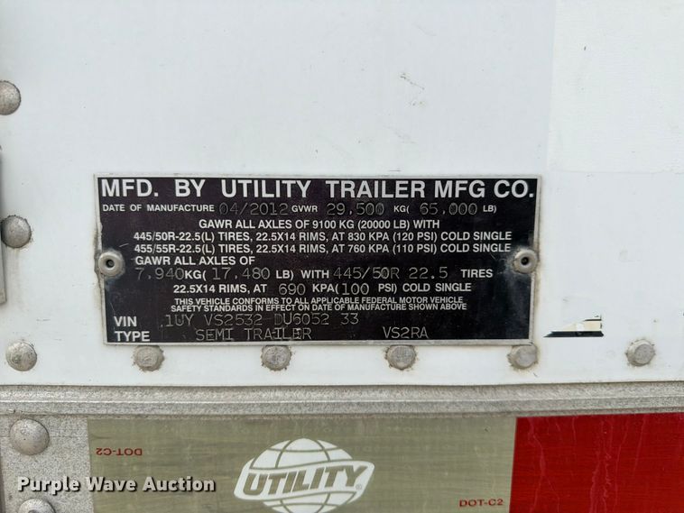 image for item FK3562 2013 Utility Trailer Manufacturer 3000R refrigerated van trailer