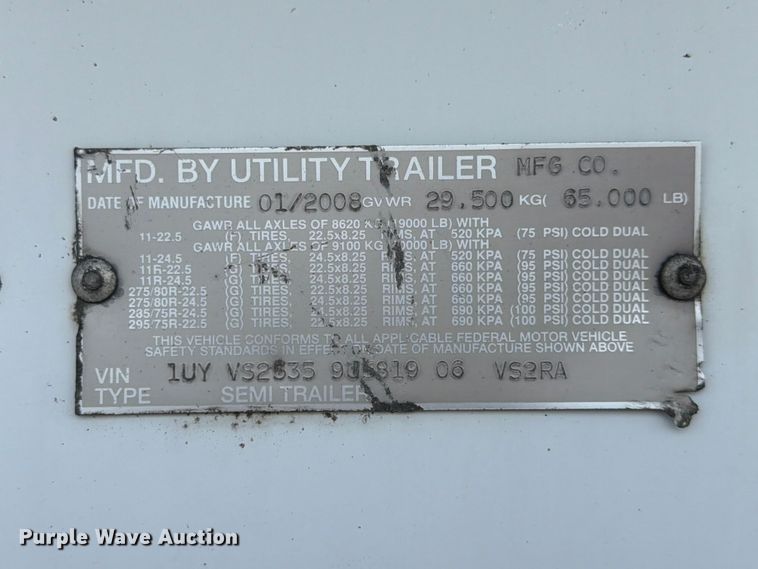 image for item FK3564 2009 Utility Trailer Manufacturer 3000R refrigerated van trailer