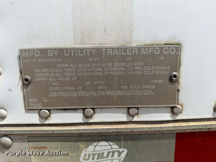 image for item FK3565 2013 Utility Trailer Manufacturer 3000R refrigerated van trailer