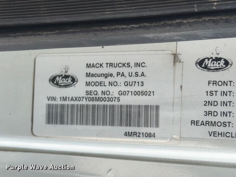 image for item OE9674 2008 Mack GU semi truck