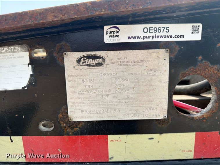 image for item OE9675 2010 Etnyre PRTN55ETD3-R4A lowboy equipment trailer