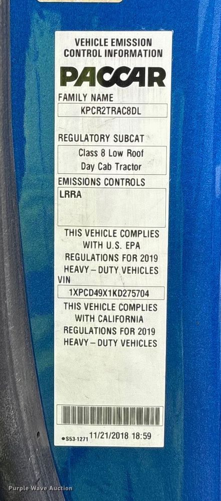 image for item YA1088 2019 Peterbilt 567 semi truck
