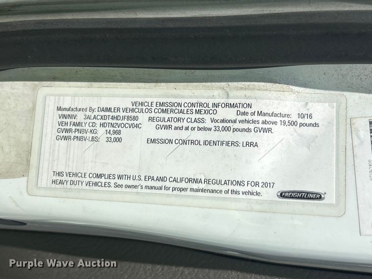 image for item YA1810 2017 Freightliner Business Class M2 box truck
