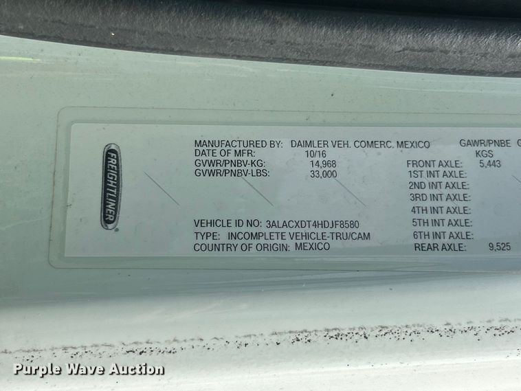 image for item YA1810 2017 Freightliner Business Class M2 box truck