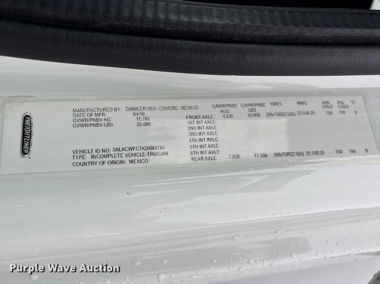 image for item YA2016 2019 Freightliner Business Class M2 box truck