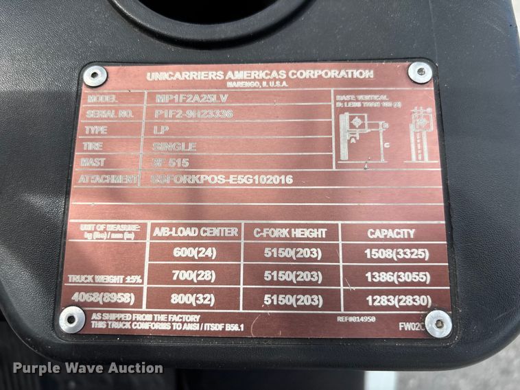 image for item DU6379 UniCarriers PF50 forklift