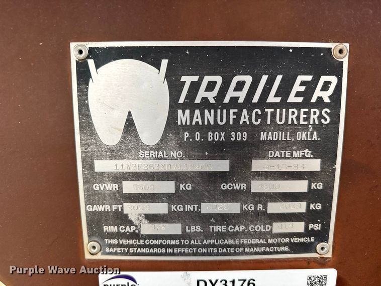 image for item DY3176 1984 WW Trailer Manufacturers equipment trailer