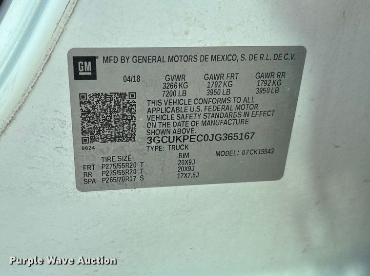 image for item DZ4571 2018 Chevrolet Silverado 1500 Crew Cab pickup truck