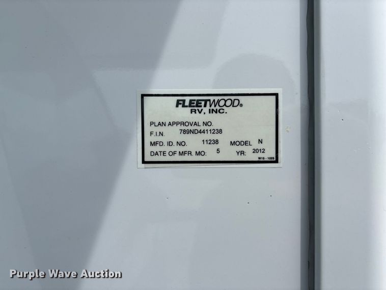 image for item DZ4580 2012 Ford E450 Super Duty Fleetwood Jamboree RV