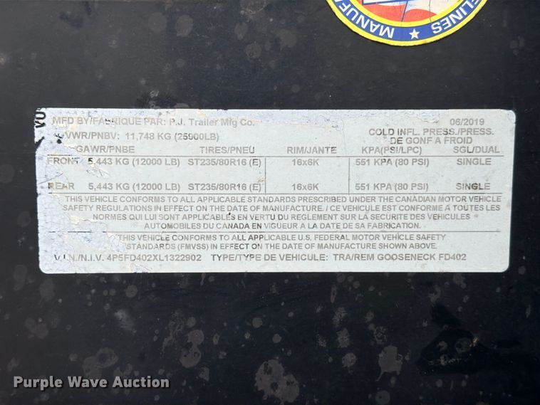 image for item ED5400 2020 PJ FD402 flatbed trailer