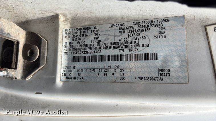 image for item EF1260 2003 Ford E350 van