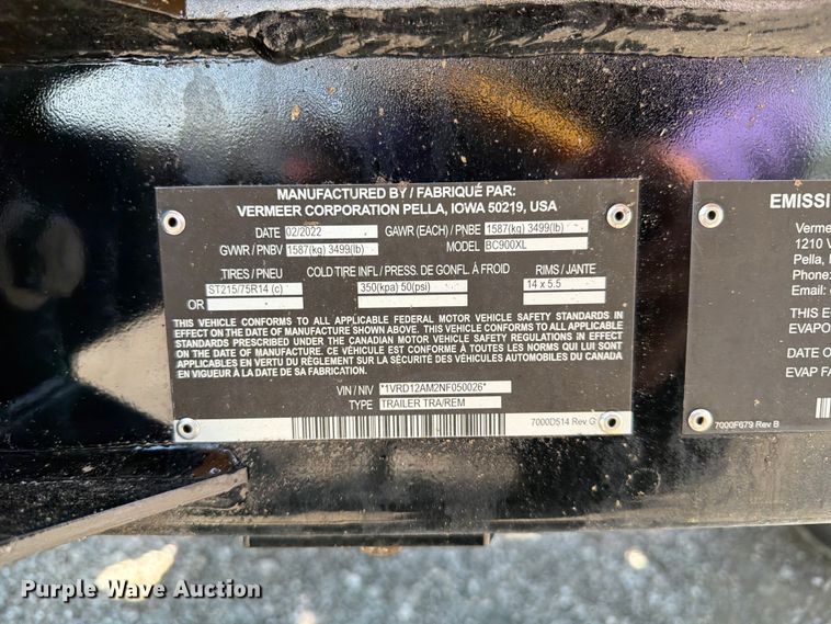 image for item EG9300 2022 Vermeer BC900XL wood chipper