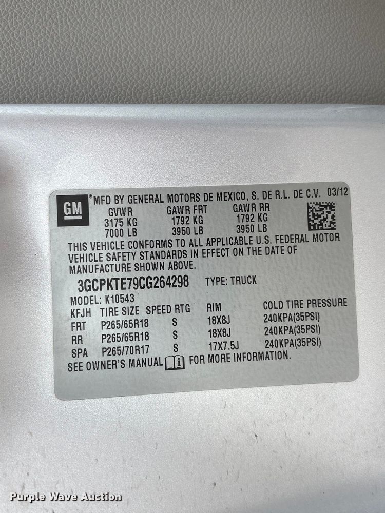 image for item EI5923 2012 Chevrolet Silverado 1500 Crew Cab pickup truck