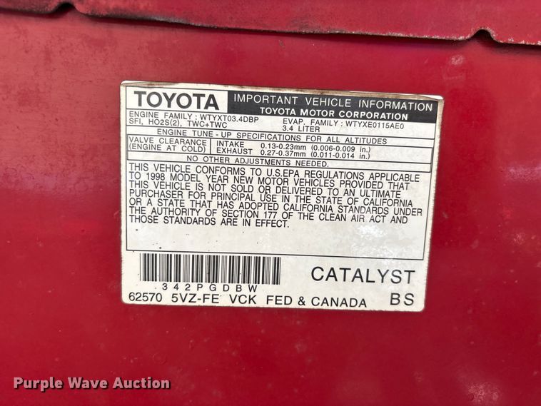 image for item EJ7802 1998 Toyota T100 Ext. Cab pickup truck
