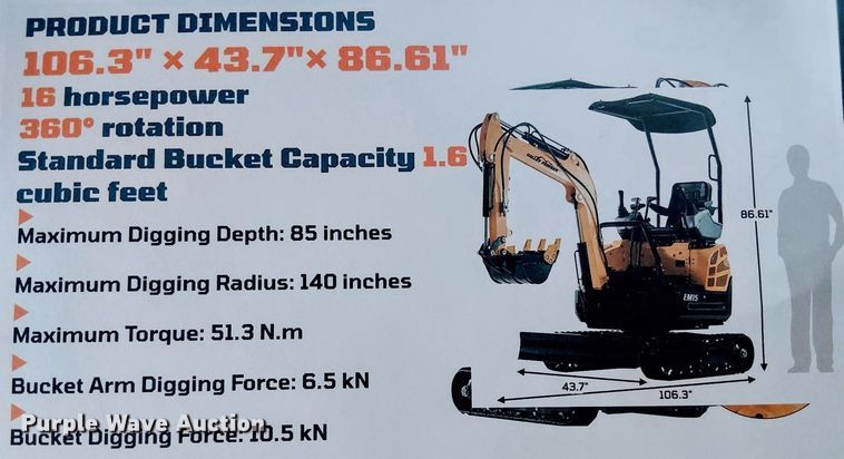 image for item ET0433 2024 Erie EM15 mini excavator
